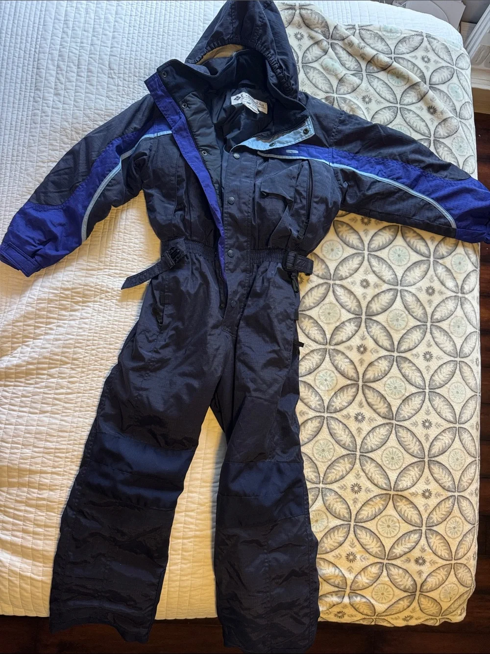 Kids Navy & Royal Blue One-Piece Puffer Snow Suit